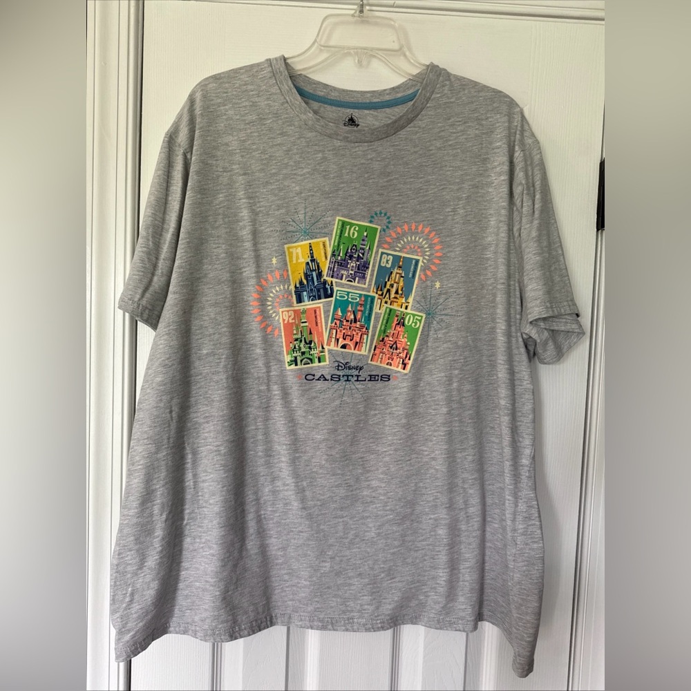 Official Disney Castles Gray Short Sleeve Tee, XXL